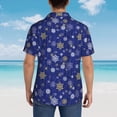 thumbnail image 5 of Haiem Golden Snowflakes Royal Blue Printed Hawaiian Shirt for Men - Men’s Casual Beach Summer Shirts - Stretch Fabric with Modern Fit-X-Large, 5 of 7