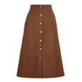 thumbnail image 1 of Falda midi de cintura alta, falda elástica vintage de corte A, falda de pana, 1 of 5