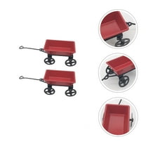 GOOHOCHY 2 Pcs Garden Dollhouse Trailer Mini Pull Cart Mini House Ornament 3.5X2X2CM