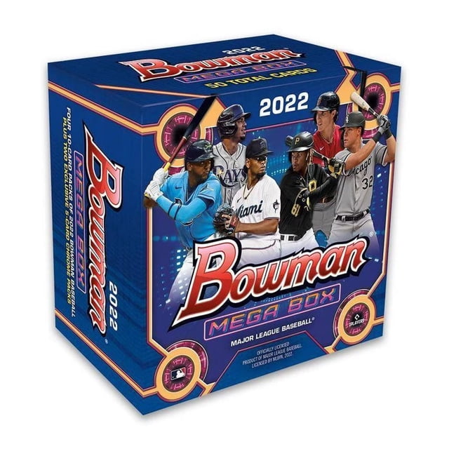 Caja Mega de tarjetas coleccionables de béisbol Bowman 2022, 50 tarjetas