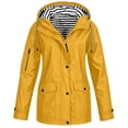 thumbnail image 2 of Hueook Plus Size Rain Jacket Women Casual Softshell Jacket Yellow 3X, 2 of 7
