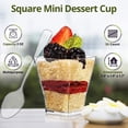 thumbnail image 2 of Square Mini Dessert Cup - 2 Ounce - Durable Crystal Clear Plastic - 50 Count - Ideal for Desserts, Appetizers, Entrees, Puddings, Mousse and More!, 2 of 7
