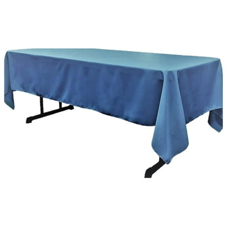 

Rectangular Polyester Poplin Fabric Reusable Party Tablecloth (Steel Blue 60 Wide x 144 Long)