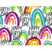 Pack of 1, Happy Birthday Rainbow Gift Wrap 30" x 417', Half Ream Roll for Celebration, Party, Holiday, Birthday and Events, Made in USA