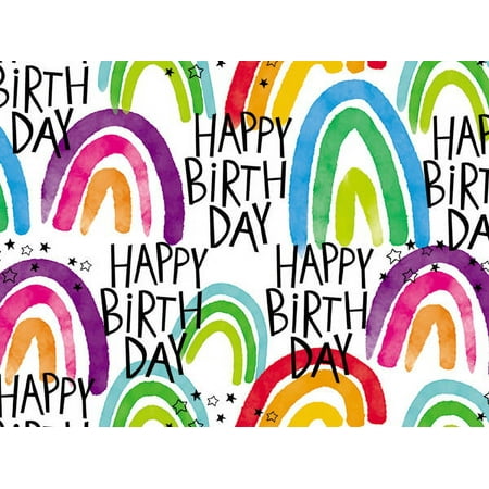 Pack of 1, Happy Birthday Rainbow Gift Wrap 30" x 417', Half Ream Roll for Celebration, Party, Holiday, Birthday and Events, Made in USA