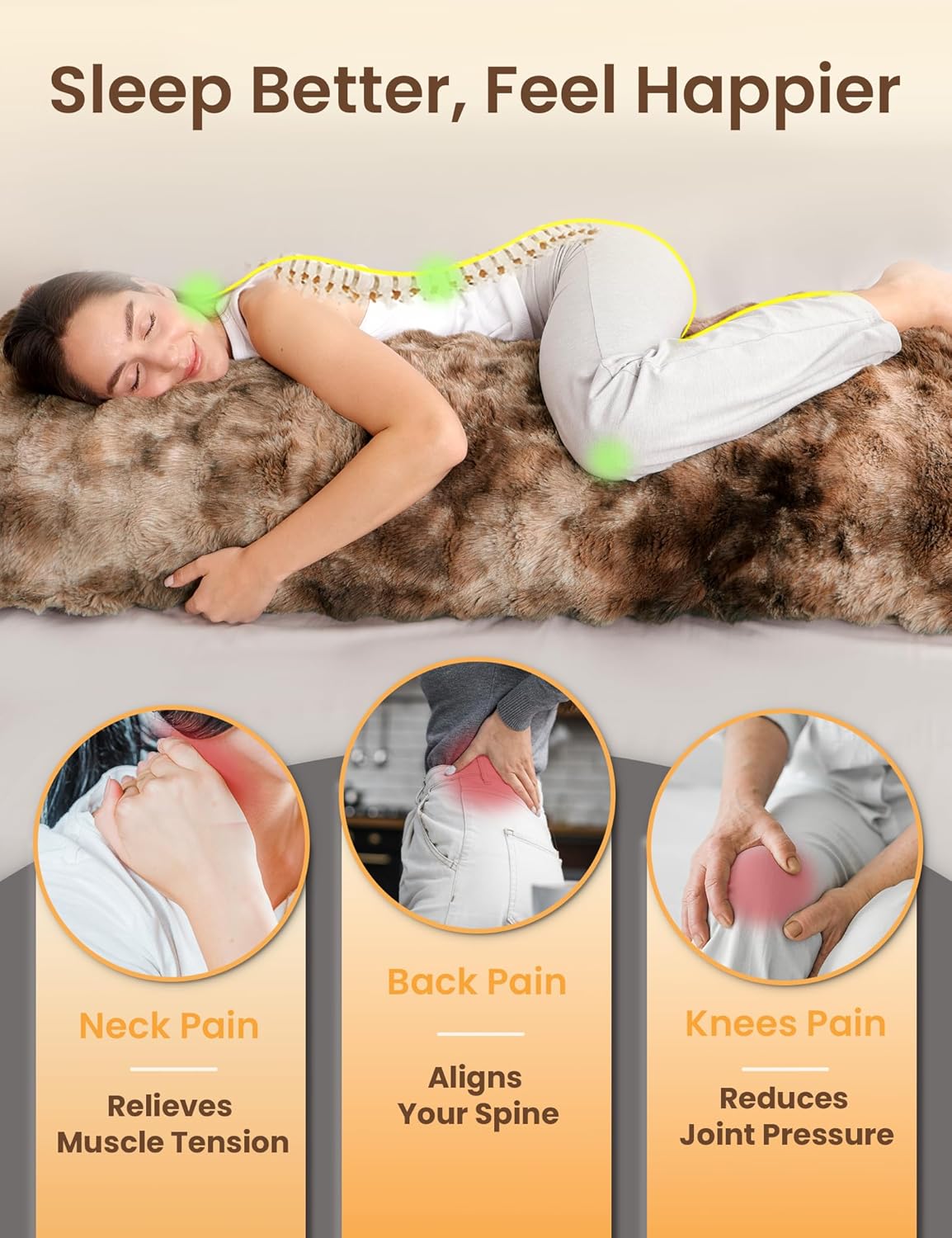 ANHXN Fluffy Bubble Body Pillow –Plush Body Pillow for Sleeping & Lounging, Dual-Sided Soft Cover with Adjustable Memory Foam Filling,