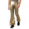 thumbnail image 1 of Men's Casual Shiny Plaid Flared Gold Stage Performance Trousers, 1 of 4