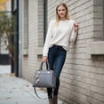 thumbnail image 5 of Classic Tote Handbag for Women, PU Leather Satchel with Top Handles,Multiple Pockets, 12.2×5.5×9.1 in, Detachable Crossbody Strap, Lightweight Work/Weekend Bag Ladies Purse(Gray), 5 of 5