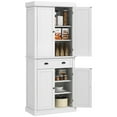 thumbnail image 3 of HOMCOM 72.5" Traditional Freestanding Kitchen Pantry Cupboard with 2 Cabinet, Drawer and Adjustable Shelves, White Wood Grain, 3 of 10