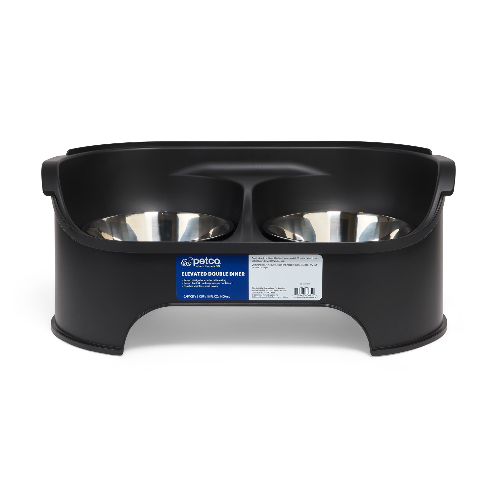 Petco Elevated Mess-Containing Double Diner Dog Bowl 6 Cups Large