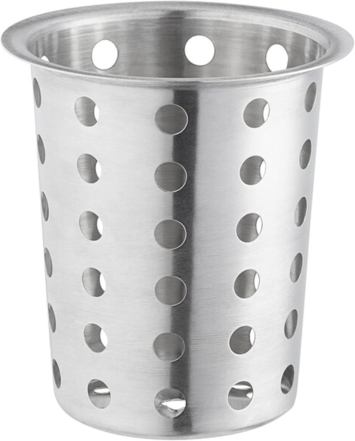 TrueCraftware- Set of 4 Flatware Cylinder with outer lip Stainless Steel 4-3/8" x 5-3/8" - Silverware Utensil Holder Kitchen Tools Flatware Holder Utensil Drying Cylinder Countertop Silverware Caddy