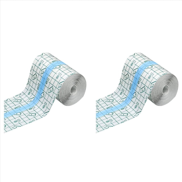 2X Patch de Douche Imperméable Bandage Adhésif Transparent Extensible pour Tatouages Natation Douche (4 Pouces X 10 Yards), 2 Rouleaux X Bandage Élastique Transparent, Blanc & Vert