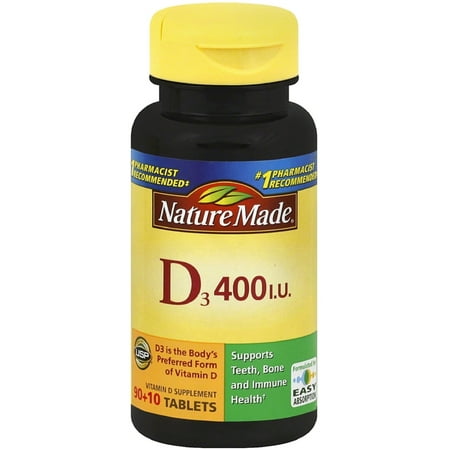Nature Made Vitamin D3 400 IU Tablets 100 ea (Pack of