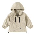 thumbnail image 2 of NAISIBABY Boys Windbreaker Jacket, Zipper Active Fit with Pockets Fashion Hooded Lightweight Coat Khaki 6T, 2 of 3