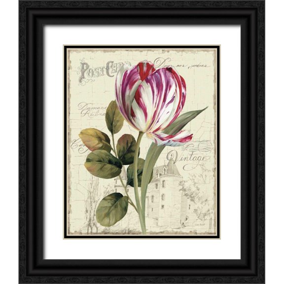 Audit, Lisa 20x24 Black Ornate Wood Framed with Double Matting Museum Art Print Titled - Garden View II - Tulip
