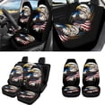 thumbnail image 2 of Uorisanigo Eagle National Flag Car Seat Cover Full Set of 18 Pack with Steering Wheel Seat Belt Pad Center Console Pad Headrest Covers Lever Stick Knob Cover Drink Coasters Key Chains,Universal Fit, 2 of 7