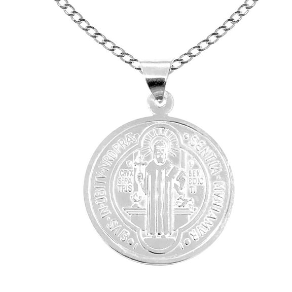 Ritastephens Sterling Silver Saint Benedict Medal Pendant Necklace