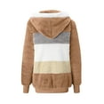 thumbnail image 4 of IROINNID Shearling Jacket for Women Winter Fall Zip Up Long Sleeve Hooded Jacket Warm Casual Color Block Jacket,Brown, 4 of 5