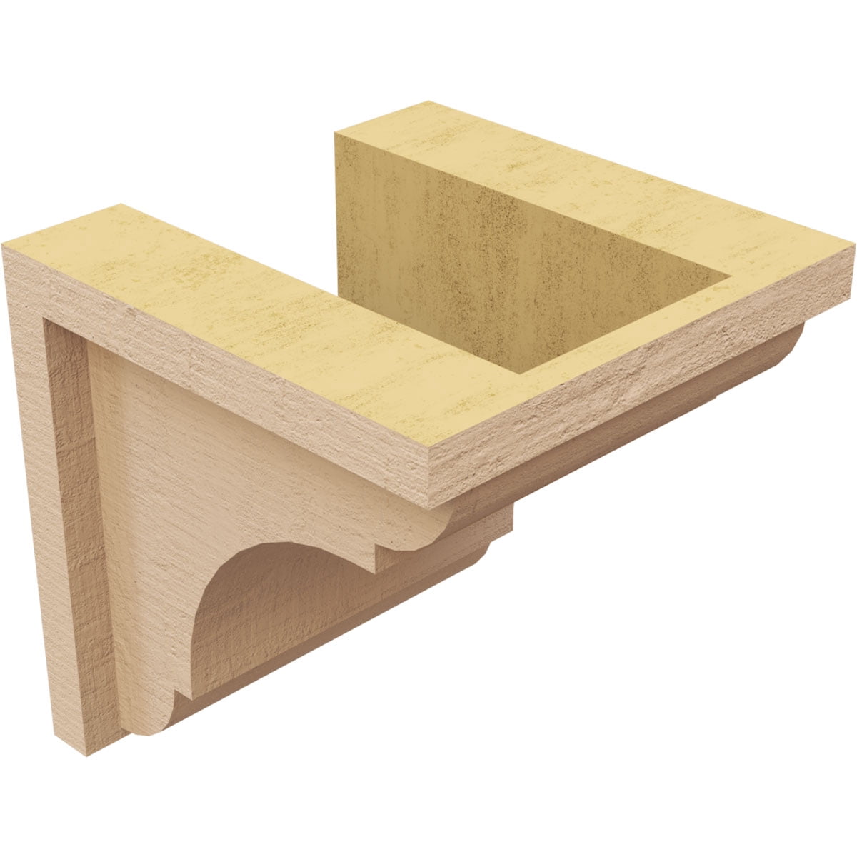 6"W x 6"D x 6"H Wide Bryant Rough Cedar Woodgrain TimberThane Corbel, Primed Tan