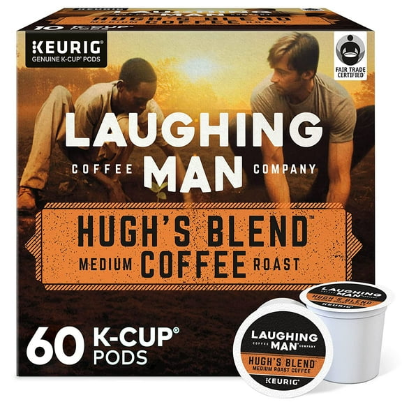 Laughing Man Hugh's Blend Keurig Single-Serve K-Cup Pods, Medium Roast Coffee, 60 Count (6 Packs of 10)
