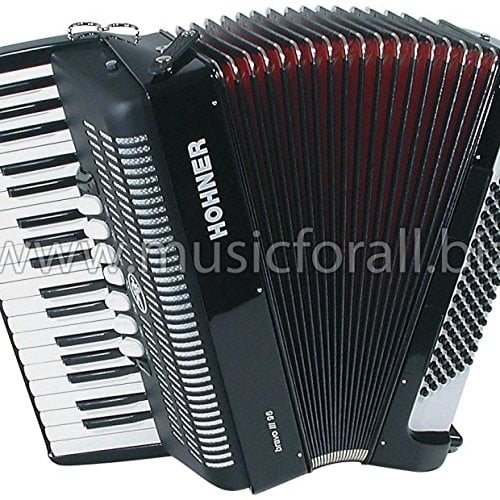 Pearl Red Hohner Piano Accordion Bravo III 96 with Gig Bag /& Straps