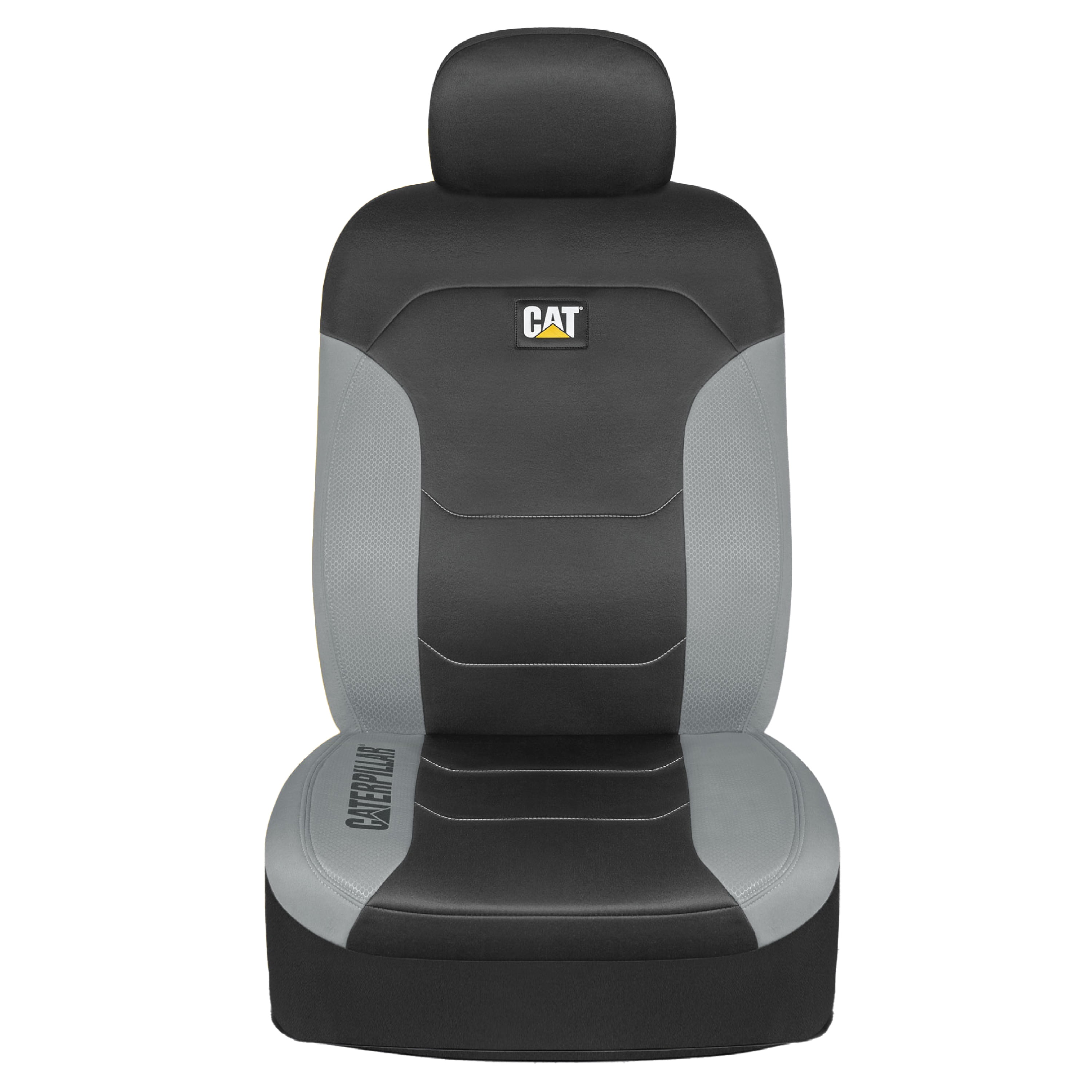 CAT FlexFit Black Gray Seat Covers for Cars, Trucks, & SUV - (2) Front Car Seat Cover Front Seat Protectors - Airbag Compatible Seat Covers for SUV Interior Covers & Truck Seat Cover Car Accessories