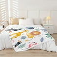 thumbnail image 2 of Kids Zoo Animal Sherpa Blanket Cute Wild Animals Fleece Throw Blanket Cartoon Safari Wild Print Plush Blanket for Boys Girls Children Teens Bedroom Decor Exotic Natural Fuzzy Blanket Throw 50x60 Inch, 2 of 8