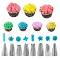 thumbnail image 2 of 14 Pieces Cake Decorating Kits Supplies With 8 Stainless Steel Piping Nozzle Tips, 1 Pastry Bag,1 Bag Clip, 3 Icing Smoother Spatulas, 1 Coupler, 2 of 6