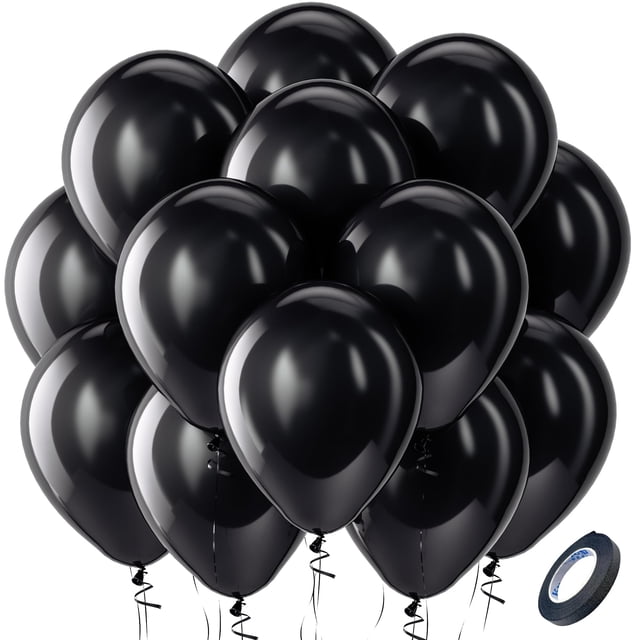 Globos de fiesta de látex Bezente negros de 30 cm, paquete de 100