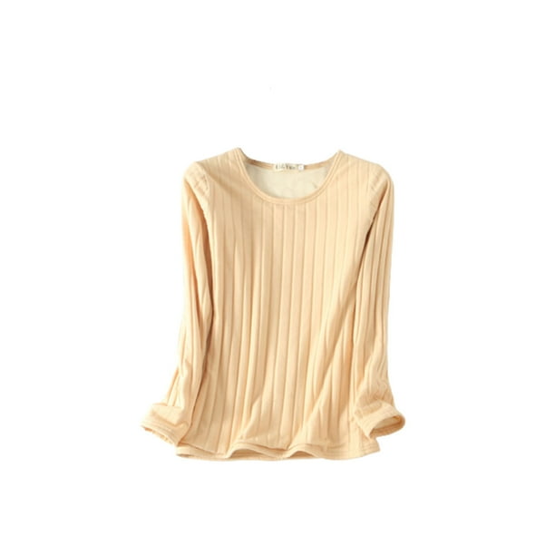 Qarigey Ropa interior Camiseta Mujer Cálido Grueso Algodón A prueba de viento Ropa interior sin rastro Ropa cómoda Manga larga Invierno Prendas para la parte del cuerpo Tez, Tez M M Qarigey AP013131-17