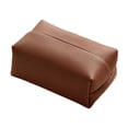 thumbnail image 3 of Dispensador de servilletas con funda para caja de pañuelos, decorativo y práctico estuche de papel facial de piel sintética, soporte para pañuelos par Marrón, 3 of 8