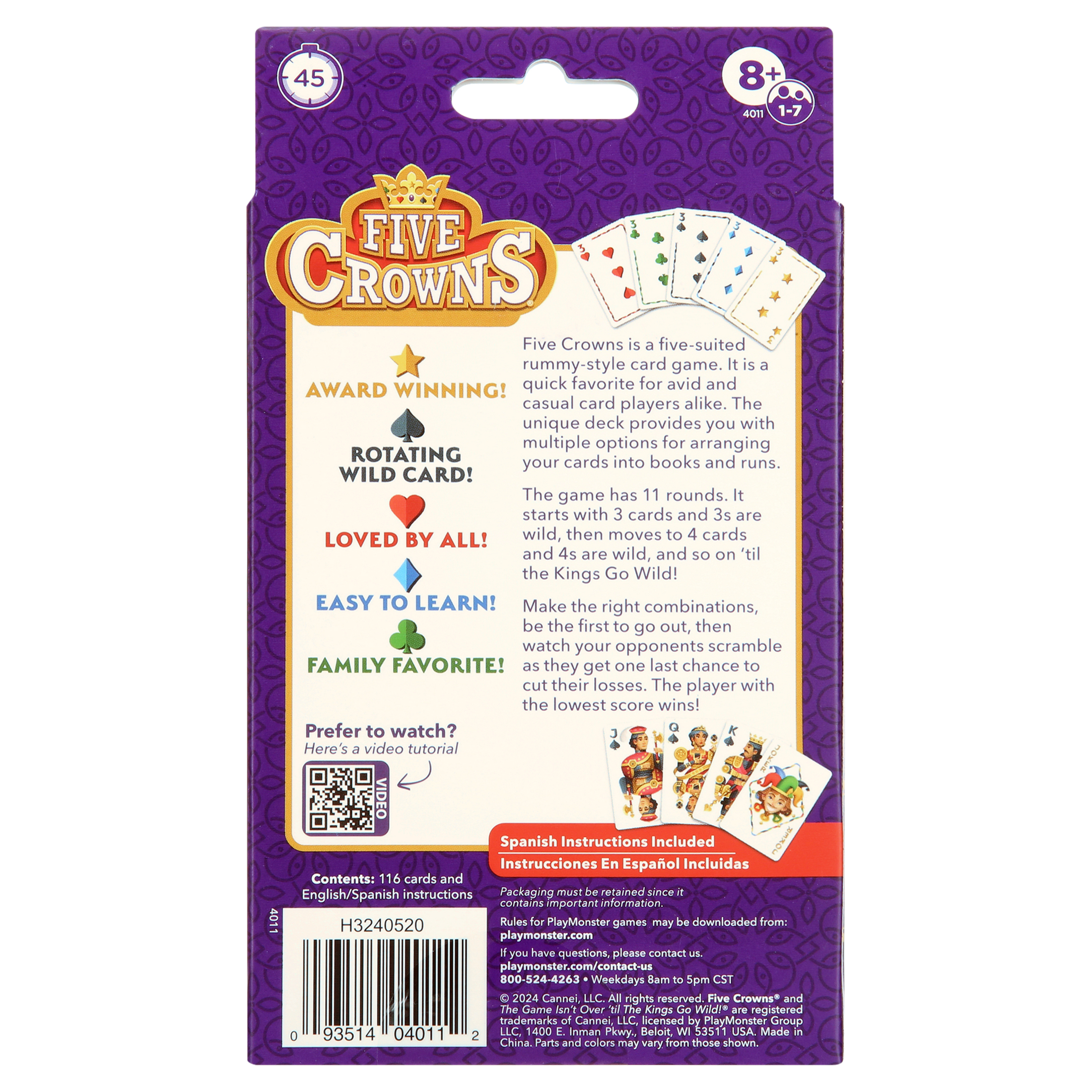 Five Crowns – Family Card Game, 1-7 Players, by Play Monster, Classic Card Games for Kids Ages 8+