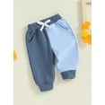 thumbnail image 2 of Bagilaanoe Toddler Boy Girl Contrast Color Pants Drawstring Elastic Waistband Trousers 6M 12M 18M 24M 3T 4T 5T Kids Fall Casual Sweatpants Clothes, 2 of 6