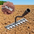 thumbnail image 5 of Iron Weeding Rake 5/6/7/8 Teeth Carbon Steel Garden Weeder Rakes, Iron Rake for Yard Lawn and Garden, Garden Tools for Weedings 8 teeth&Wooden handle, 5 of 6