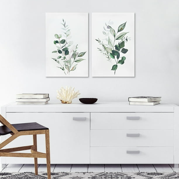 ArtbyHannah 2 Pieces 16x24 inch Modern Framed Canvas Wall Art Set with