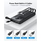 thumbnail image 2 of VRURC Portable Charger with Built in Cables, 10000mAh Slim USB C Power Bank,5 Output 2 Input LED Display External Battery Pack Phone Charger Compatible with iPhone,Samsung,Android-Black(1 Pack), 2 of 5