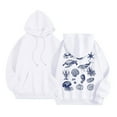 thumbnail image 4 of Wang6 White Graphic Hoodies for Womens Causal Loose Fit Back Sea Creatures Printed Pullover Sweatshirts Trendy Fall Long Sleeve V Neck Tops with Pockets White XL, 4 of 4