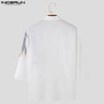 thumbnail image 5 of INCERUN Tops 2024 estilo americano moda hombres patchwork estampado de hojas camisas casual streetwear masculino solapa manga corta blusa S-5XL, 5 of 5