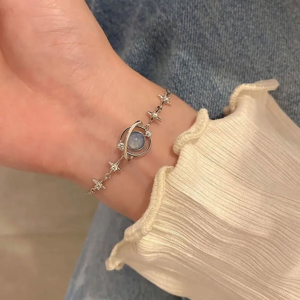 925 Sterling Silver Zircon Bracelets for Women Fashion Sweet Girls Sparkling Charm Bracelet Delicate Chain Bracelet Jewelry Gift