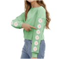 thumbnail image 2 of Tao Tao Kids Crop Tops Girls Long Sleeve Tee Shirts Cute Daisy Pinted Fashion Sweatshirt Pullover Top New Sweatshirt Mint Green 150, 2 of 5