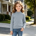 thumbnail image 4 of Boys Girls Cotton T Shirts Kids Crewneck Tops Comfort Long Sleeve Basic Tees Light Blue 4-5 Years, 4 of 7