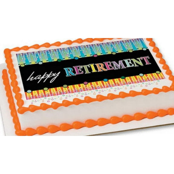 Happy Retirement Edible Extra Large 8 x 10 Cake Decoration Topper Image