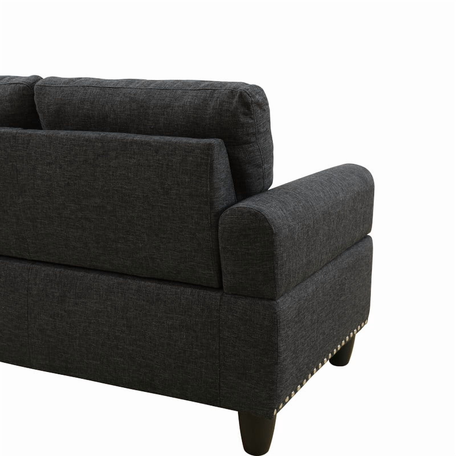 Howcool L-Shape Sectional Sofa with Cup Holders,3-Piece Black Sectional Sofa Couch, Storage Ottoman & 2 Toss Pillows,Nailhead Trim, Right-Facing