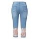 thumbnail image 5 of WILLBEST Pantalones Mujer Pantalones Vaqueros Casuales Recortados para Mujer, Elásticos, Cómodos, de Verano, Con Ribete de Encaje, Ajuste Moderno, Ligeros y Transpirables. Mediana, 5 of 5