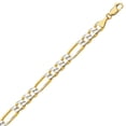 thumbnail image 1 of 14K Two Tone Yellow & White Gold 5.88 Pave Figaro Chain in 18 inch, 20 inch, 22 inch, 24 inch, & 30 inch, 1 of 1