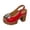 Red, variant on Rokment Womens Metallic High Heels Platform Dress Sandals for Ladies 2026 Summer Fashion Gold Leather Chunky Block Heeled Slingback Sandals Beige Size 6.5