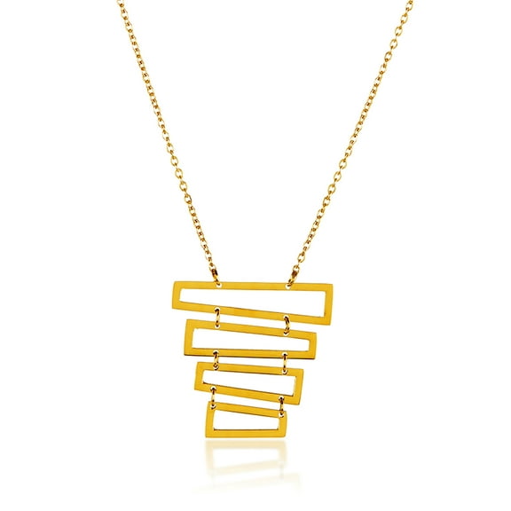 ELYA Women's Tiered Geometric Gold Plated Steel Necklace
