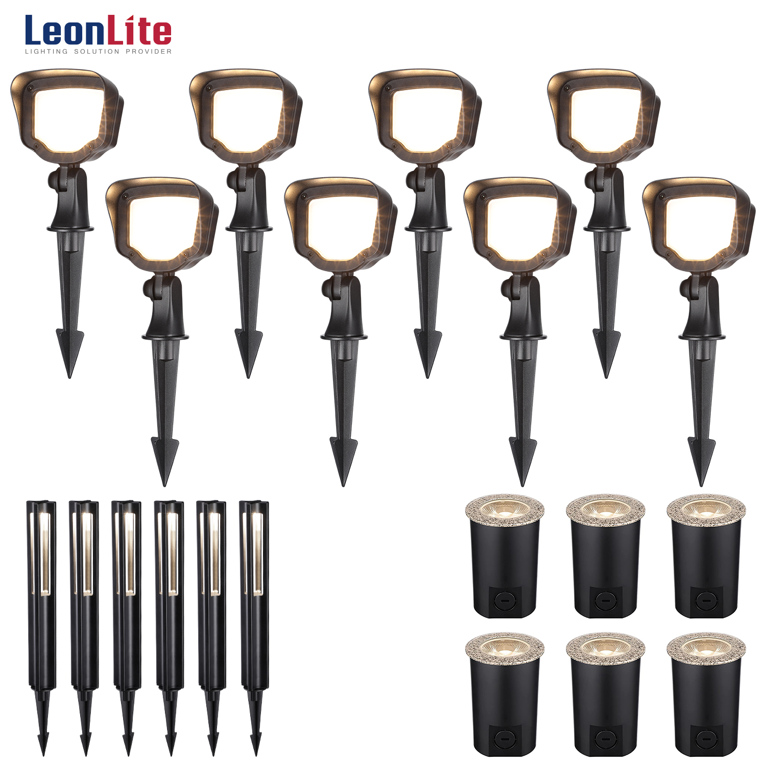 LEONLITE LED Landscape Lighting Kit (6 Pack Well Lights, 14 Pack