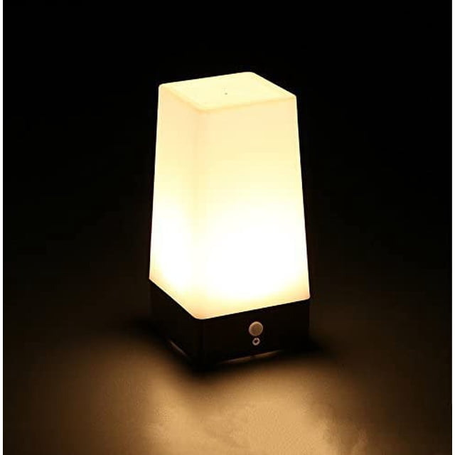 1 pieza de luz nocturna LED cuadrada retro, luz de detección de movimiento PIR inalámbrica, luz de paso, lámpara de escritorio móvil portátil fotosensible alimentada por batería para interior/exterio JAMW Sencillez