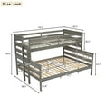 thumbnail image 5 of Twin Over Full Bunk Bed with Ladder, Can be Divided into 2 Beds, Solid Wood Bed Frame with Full Length Safety Guardrails and Slats Support, for Teens Adults, No Box Spring Needed, Gray, 5 of 9